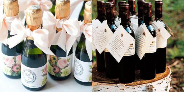 Бутылочка вина или шампанского на подарки гостям свадьбы
