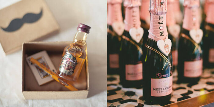 Бутылочка вина или шампанского на подарки гостям свадьбы